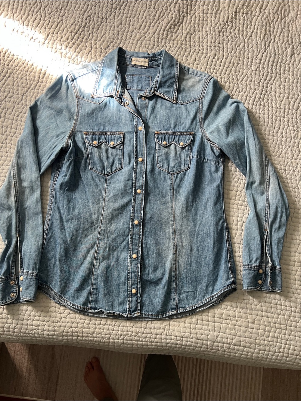 H&M Light Blue Denim Button-Down Shirt